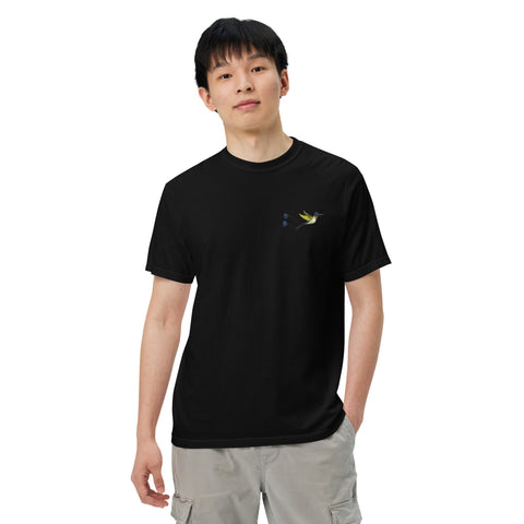 T-Shirt Kolibri gestickt auf Unisex mit schwerem Stoff – Schwarz
