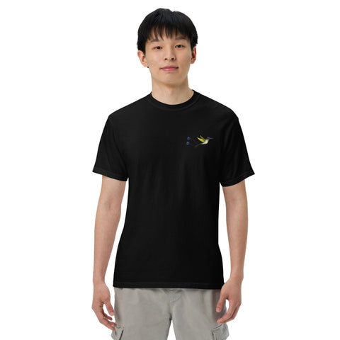 T-Shirt Kolibri gestickt auf Unisex mit schwerem Stoff – Schwarz