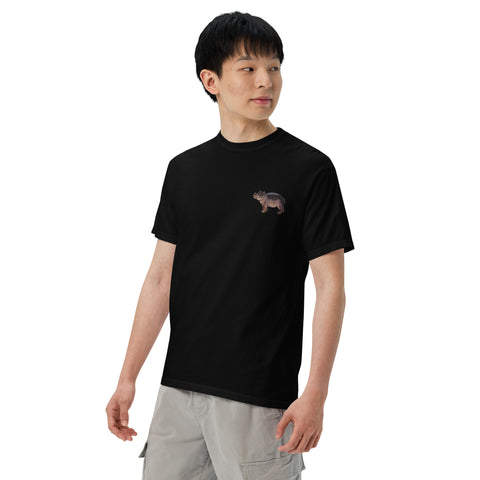 T-Shirt Nilpferdson gestickt auf Unisex mit schwerem Stoff – Schwarz