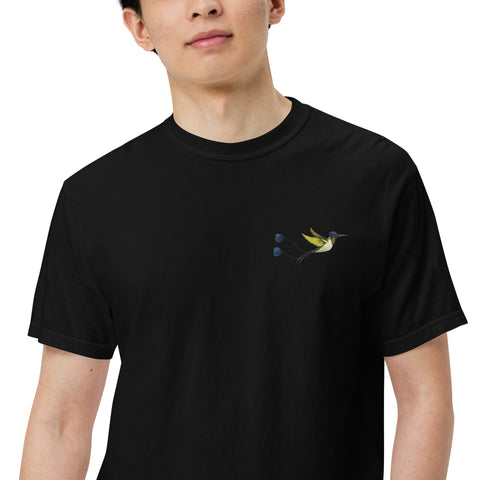 T-Shirt Kolibri gestickt auf Unisex mit schwerem Stoff – Schwarz