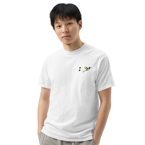 T-Shirt Kolibri gestickt auf Unisex mit schwerem Stoff – Weiß