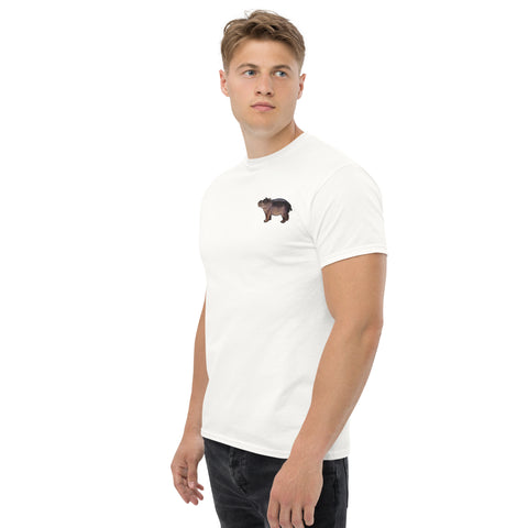 T-Shirt Nilpferdson gestickt auf Unisex – Weiß
