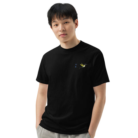 T-Shirt Kolibri gestickt auf Unisex mit schwerem Stoff – Schwarz