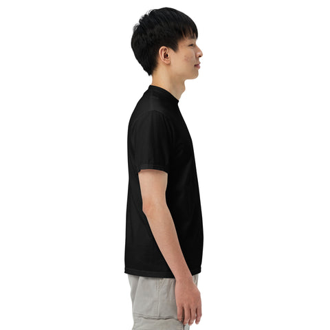 T-Shirt Nilpferdson gestickt auf Unisex mit schwerem Stoff – Schwarz
