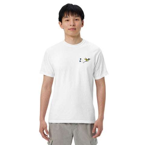 T-Shirt Kolibri gestickt auf Unisex mit schwerem Stoff – Weiß