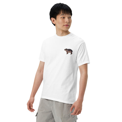 T-Shirt Nilpferdson gestickt auf Unisex mit schwerem Stoff – Weiß